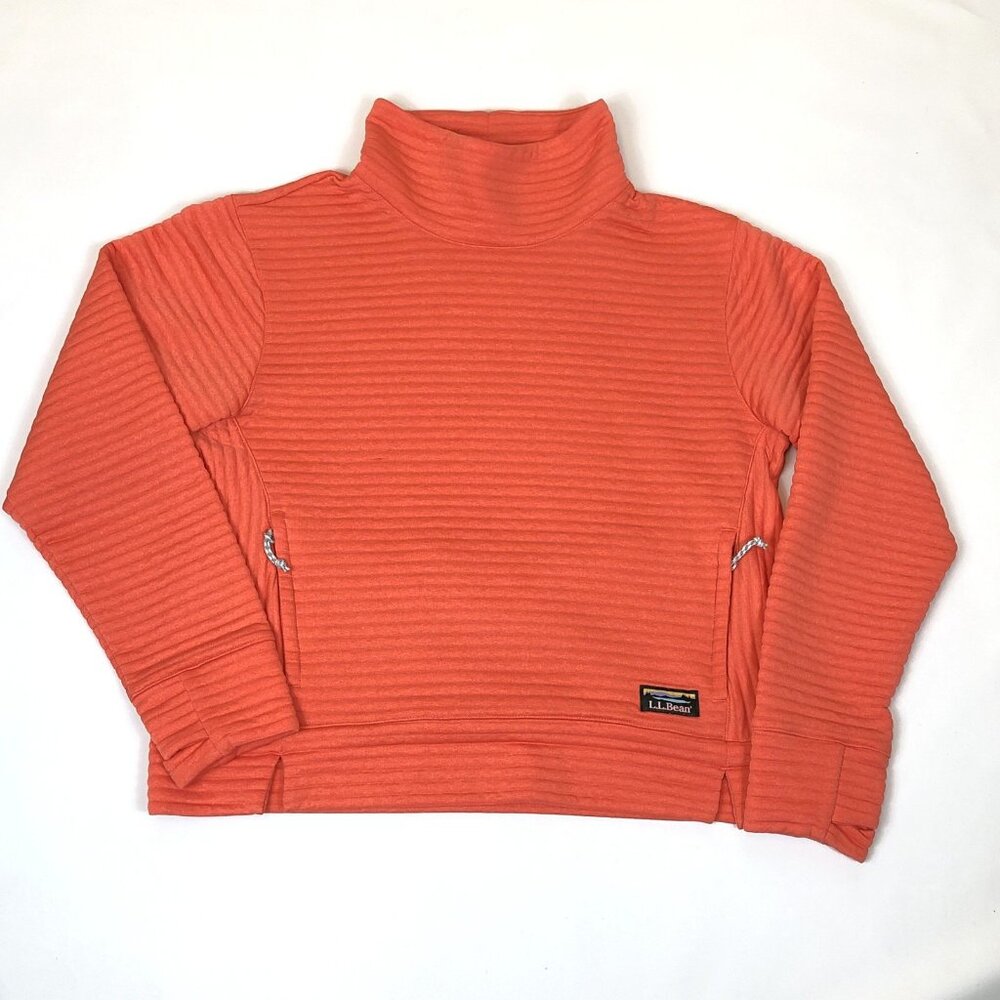 LL Bean Womens Airlight Funnelneck Ribbed Orange Pullover Size Medium 519210 - Picture 10 of 10